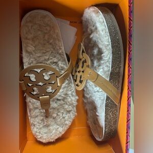 Tory Burch Miller Shearling Sandals